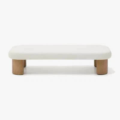 Kave Home Labra coffee table in cement and acacia wood 140 x 70cm