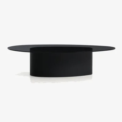 Kave Home Olir coffee table in black steel and tempered glass 140 x 80cm