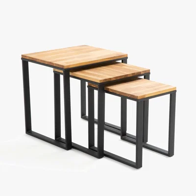 La Redoute Hiba Set of 3 Nesting Coffee Tables in Oak/Steel