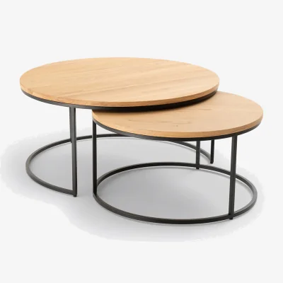 La Redoute Set of 2 Hiba Large Nesting Coffee Tables with Oak Table Tops