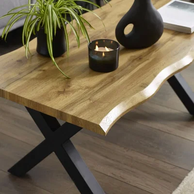 La Redoute Harlen Rustic Oak Coffee Table with Waved Edge