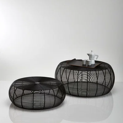 La Redoute Bangor Set of 2, Round Coffee Tables in Wired Steel