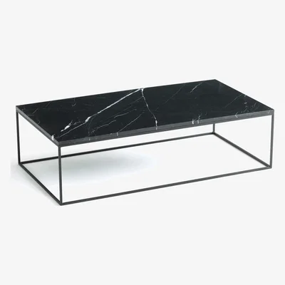 La Redoute Mahaut Rectangular Marble & Black Metal Coffee Table.