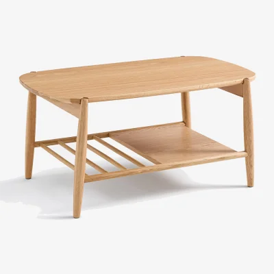 La Redoute Jucca Solid Oak 80cm Wide Two-Tier Coffee Table