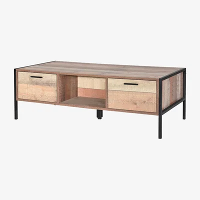 La Redoute Industrial Style Oak Effect Coffee Table with 2 Drawers
