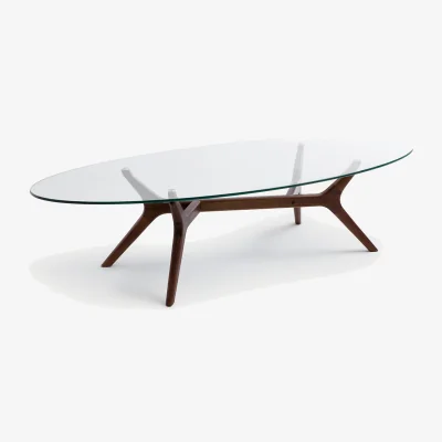 La Redoute Maricielo Oval Coffee Table in Walnut and Glass