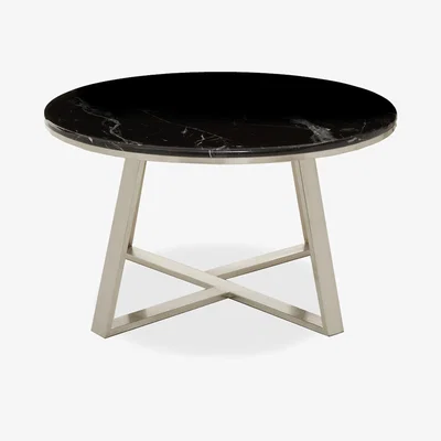 La Redoute Black Marble Top Coffee Table with Silver Frame