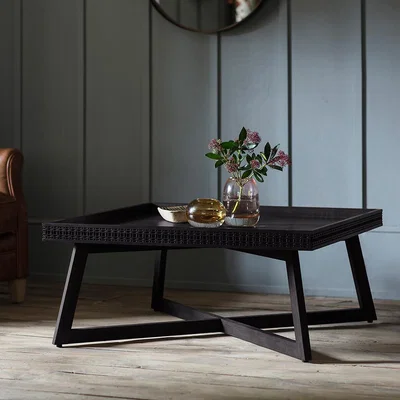La Redoute Barauni Boho Carved Wood Tray Coffee Table