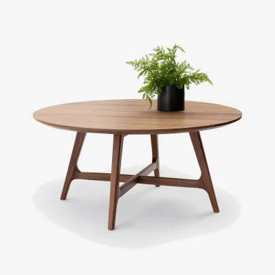 La Redoute Larsen Walnut and Veneer Large Round Coffee Table