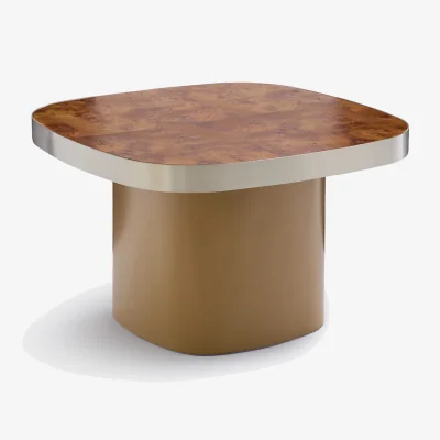 La Redoute Paul Elm Burl Veneer Top Coffee Table, Diameter 65cm
