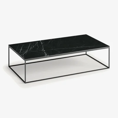 La Redoute Mahaut Rectangular Coffee Table in Steel/Black Marble