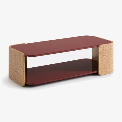 La Redoute Talma Lacquer/Cane Glossy Double Top Coffee Table