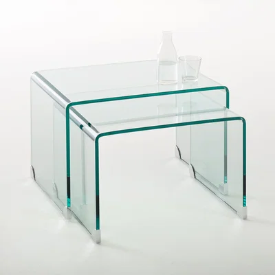 La Redoute Joan Set of 2 Glass Nesting Coffee Tables