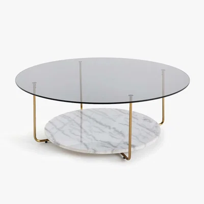 La Redoute Moricio Round Marble & Glass Coffee Table