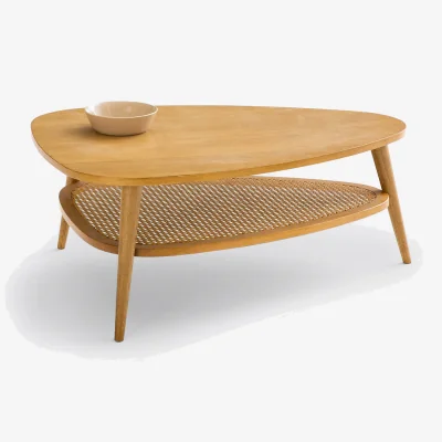 La Redoute Quilda Vintage Oak Veneer and Cane Coffee Table