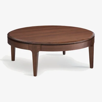 La Redoute Sanara Solid Walnut and Veneer 2-Drawer Round Coffee Table