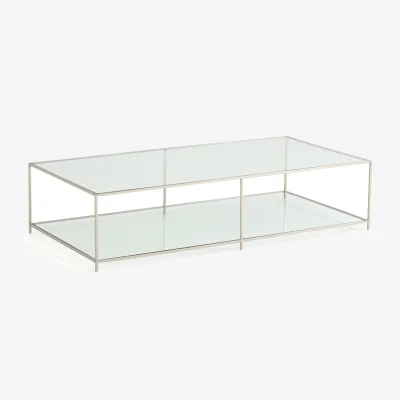 La Redoute Sybil Rectangular Satin Nickel & Glass Coffee Table