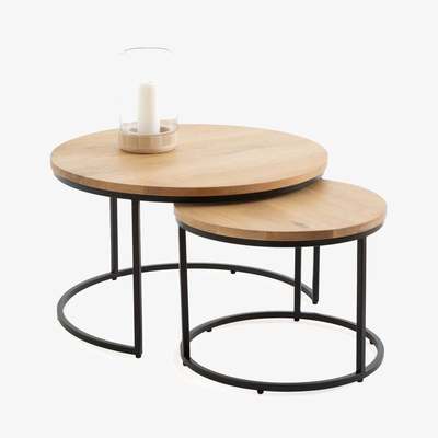 La Redoute Vova Nesting Oak Coffee Tables, Set of 2