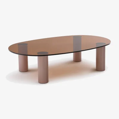 La Redoute Madeline Brushed-Iron Metal Tempered Glass Coffee Table
