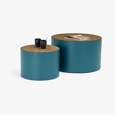 La Redoute Set of 2 Rimel Metal and Cane Coffee Tables