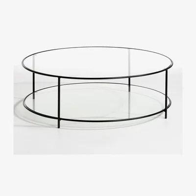 La Redoute Sybil Two-Tier Round Coffee Table in Tempered Glass