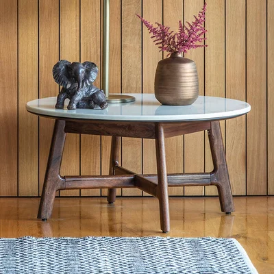 La Redoute Dhuburi Marble & Walnut Rustic Coffee Table