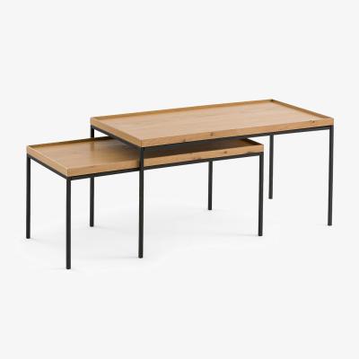 La Redoute Set of 2 Joga Metal & Oak Rectangular Nesting Coffee Tables