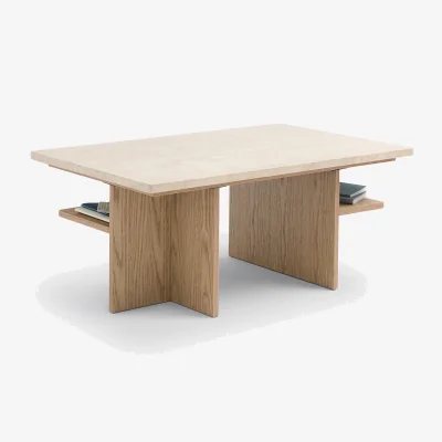 La Redoute Caliste Coffee Table in Travertine, Length 100cm