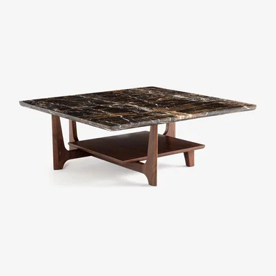La Redoute Tancani Amber Marble & Walnut Coffee Table
