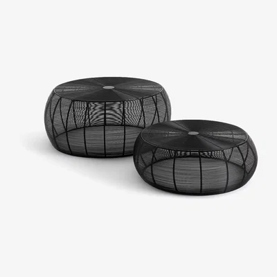 La Redoute Set of 2 Bangor Wired Steel Round Coffee Tables