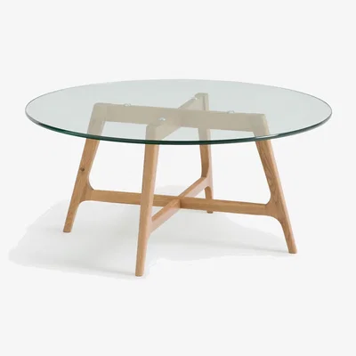 La Redoute Zoleta Round Coffee Table with Glass Top