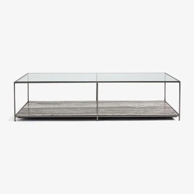 La Redoute Buren Tempered Glass & Travertine Coffee Table