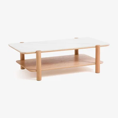 La Redoute Ambre Oak and Reconstituted Marble Coffee Table