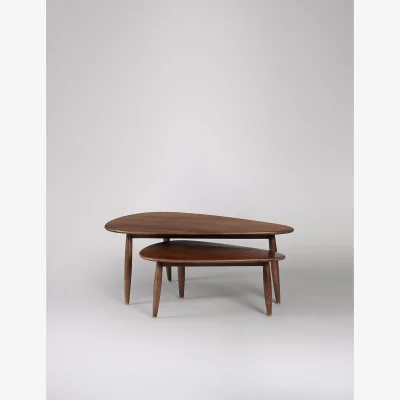 Marks & Spencer Swoon Abel Mango Wood Nesting Coffee Tables Medium Brown