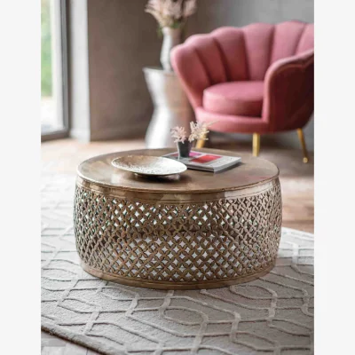Marks & Spencer Gallery Direct Khalasar Round Metal Latticed Coffee Table Gold