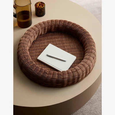 Marks & Spencer M&S Rattan Large Round Coffee Table Tray Brown