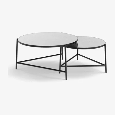 Marks & Spencer M&S X Fired Earth Charcoal Nesting Coffee Tables - Black Mix, Black Mix