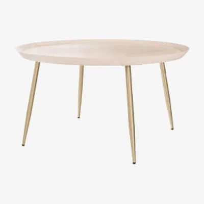 Marks & Spencer M&S  Round Mango Wood and Brass Coffee Table - Light Natural, Light Natural,Walnut