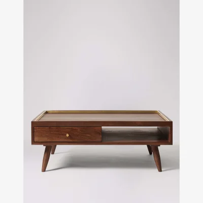 Marks & Spencer Swoon Fresco Mango Wood 1 Drawer Coffee Table Dark Brown