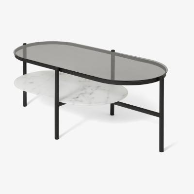 Made.com Shildon Coffee Table, White Marble Effect & Smoked Glass