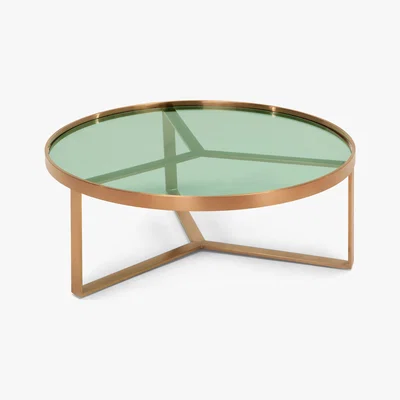 Made.com Aula Coffee Table, Brushed Copper and Green Glass