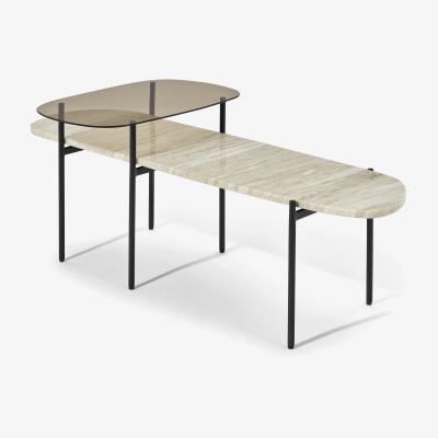 Made.com Tiziana Nesting Coffee Table, Caramel Marble & Amber Glass