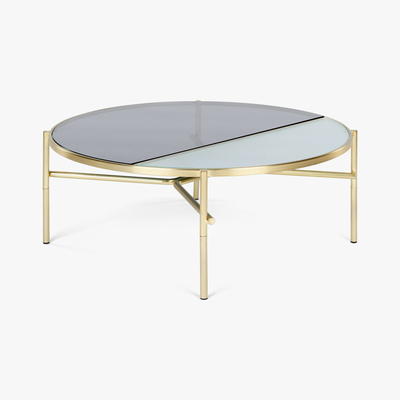 Made.com Stanley Coffee Table, Smoked Rippled Glass and Brass