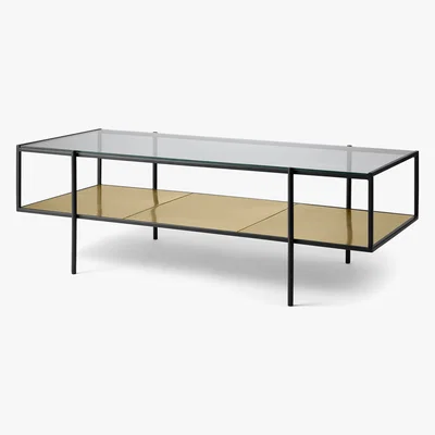 Made.com Cheney Coffee Table, Glass & Brass