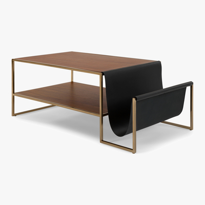 Made.com Finn Coffee Table, Leather and Walnut