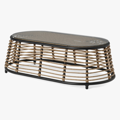 Made.com Swara Garden Coffee Table, Natural Polyrattan and Glass