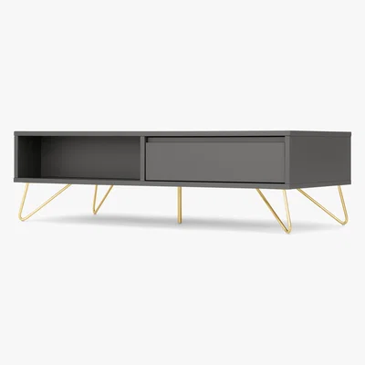 Made.com Elona Coffee Table, Charcoal and Brass