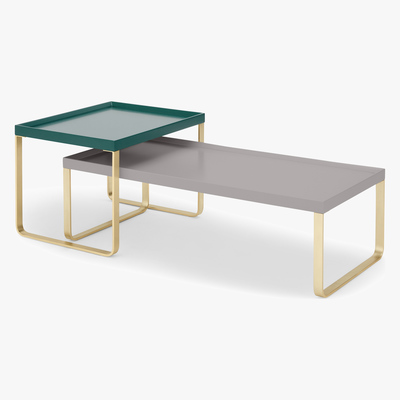 Made.com Lenny Painted Nesting Coffee Table,  Racing Green and Grey