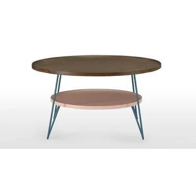 Made.com Dotty Round Coffee table, Dark Stain and Pink