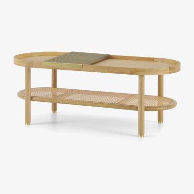 Made.com Ankhara Coffee Table, Natural Oak & Rattan